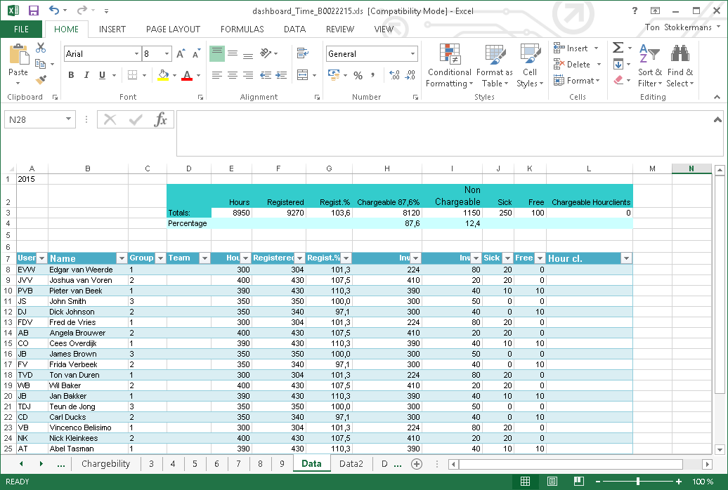 Excel, Time Data