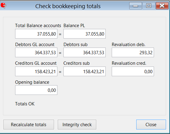 check bookkeepingtotals